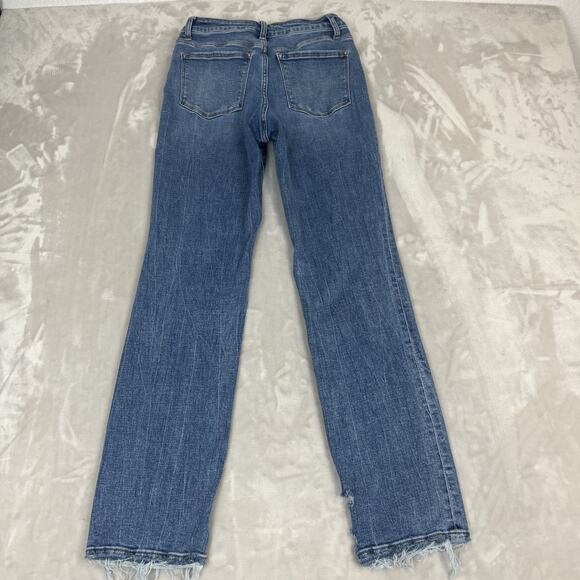 Flying Monkey Jeans Womens 26 Blue Denim Distressed High Rise Straight Stretch - Picture 11 of 13